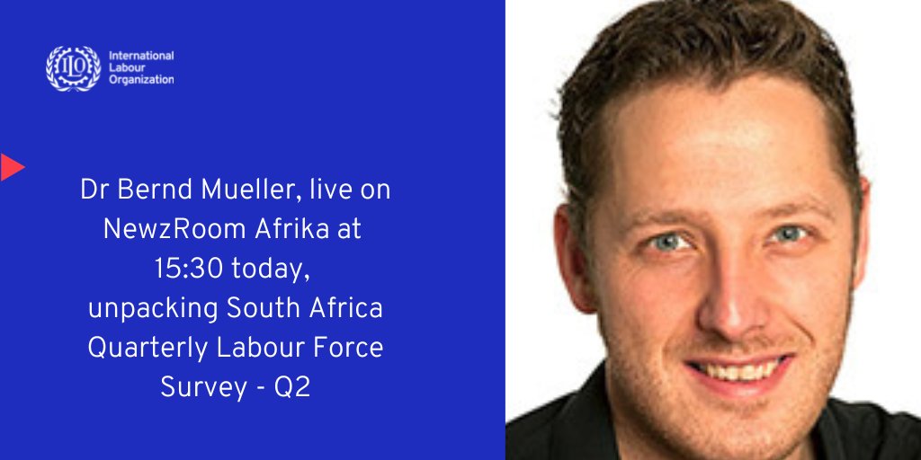ilo_pretoria's tweet photo. Catch @BerndETMueller live on @Newzroom405 to hear more about the latest Quarter 2 of the Quarterly Labour Force Survey. https://t.co/KxlW5J43oF