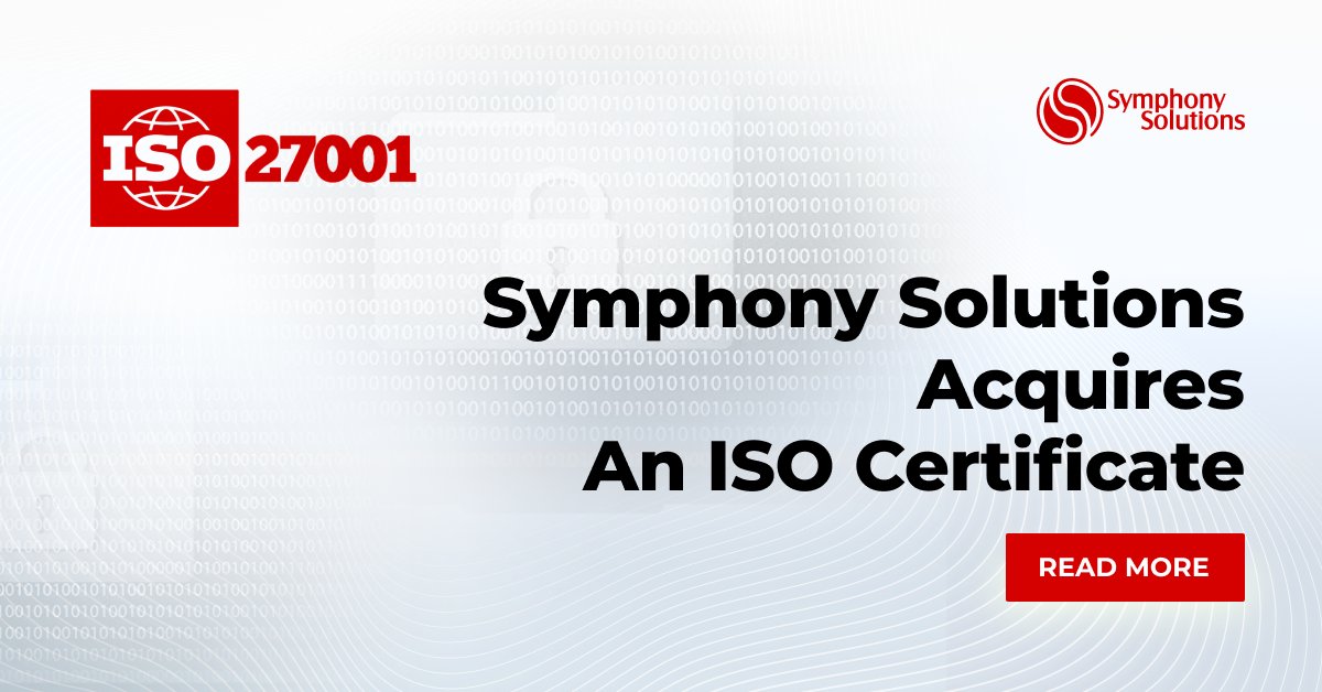 SymphonyCareer's tweet photo. We are proud to share that #SymphonySolutions has acquired ISO certification, having demonstrated our strong Information Security practices in #Cloud and Agile transformation services and full life cycle digital development services. 
Read more: https://t.co/gwm0stVJmr https://t.co/3UDDWPtD6y