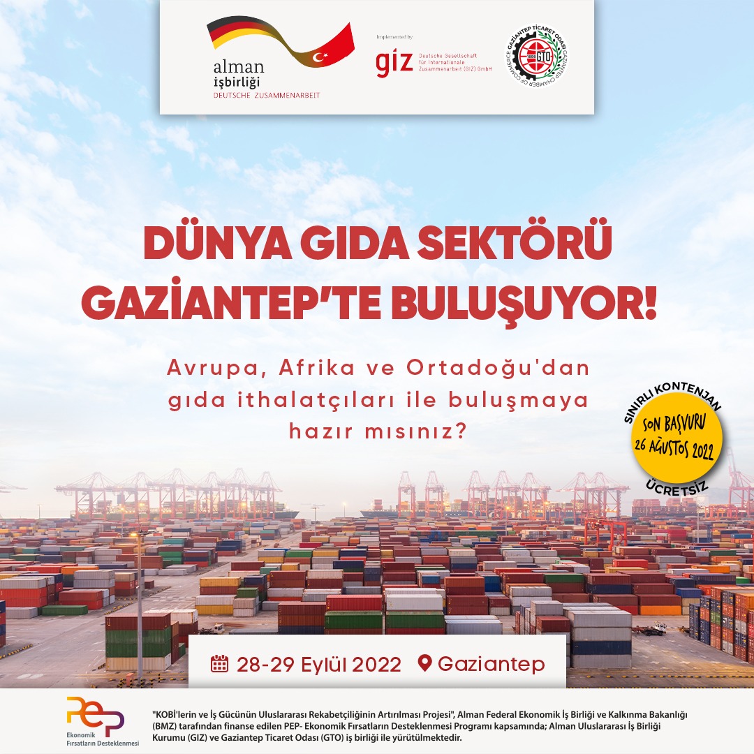 📢ULUSLARARASI ALIM HEYETİ GAZİANTEP'E GELİYOR!

🤝Gıda sektöründeki üyelerimizi uluslararası ithalatçı firmalar ile buluşturuyoruz.

Sınırlı kontenjanlı "Uluslararası Alım Heyeti ve Firmalar Arası İkili Görüşmeler (B2B) Organizasyonu" için hemen kayıt ol🔗gto.org.tr/tr/etkinlikler…