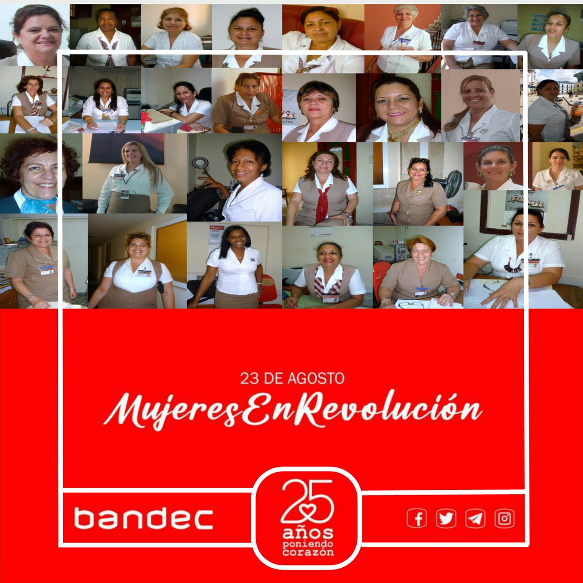 BCamaguey's tweet photo. Bancarias Cubanas somos #MujeresEnRevolucion y hoy  celebramos el #62AniversariodelaFMC 
#CubaEsAmor #CubaPorLaVida https://t.co/amejUQmXFg