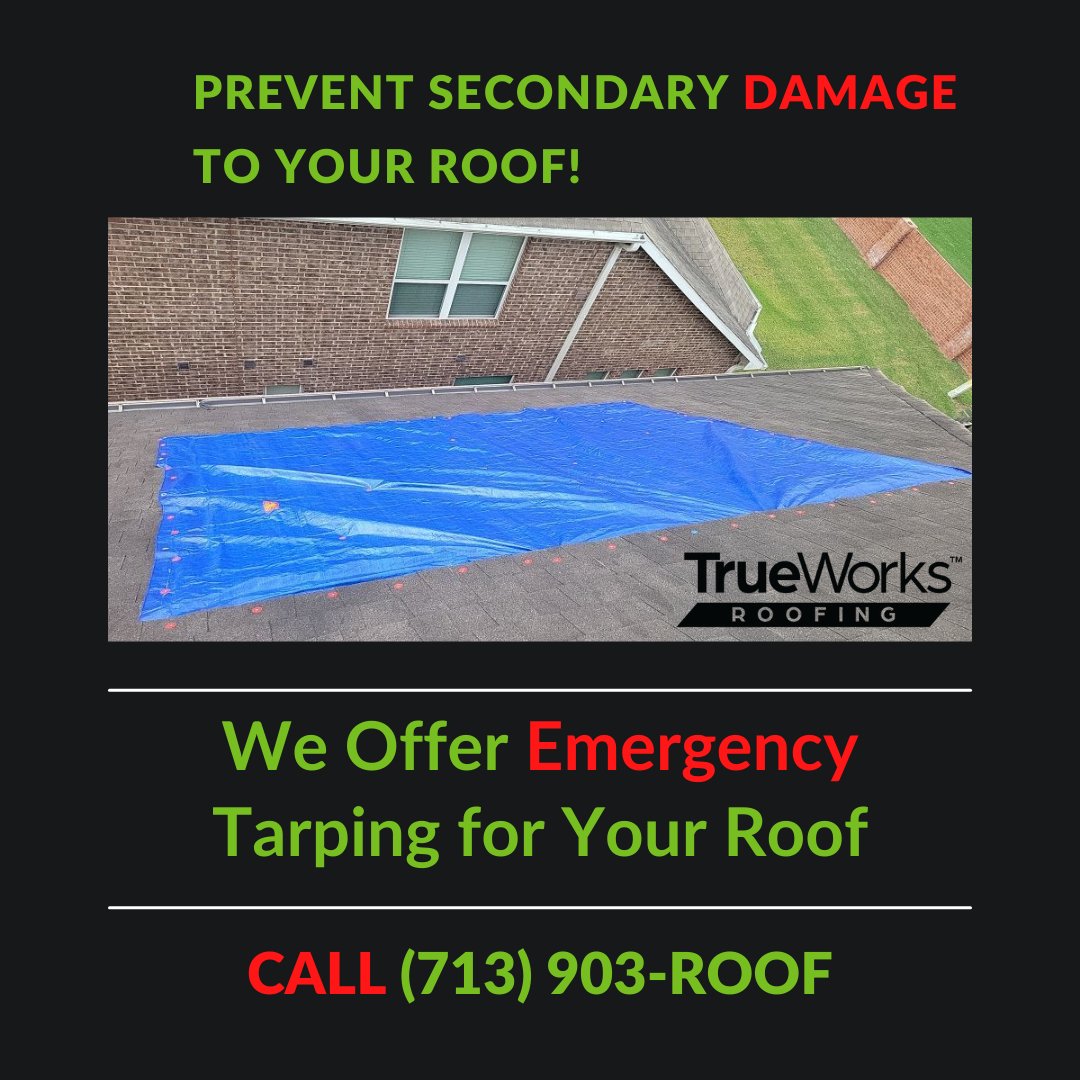 TrueworksR's tweet photo. Need Emergency  🚨 Tarping Until Your Roof Can be Inspected? Roof Damaged by Harsh  ⛈️ Weather? Call Trueworks Roofing™ (713) 903-ROOF

#tarping #emergencytarp #roofrepair #houstonweather #houstonstorm #stormdamage #houstonroofer #houstonroofingcompany #tarp #roof #hail https://t.co/drHKCcHqgv