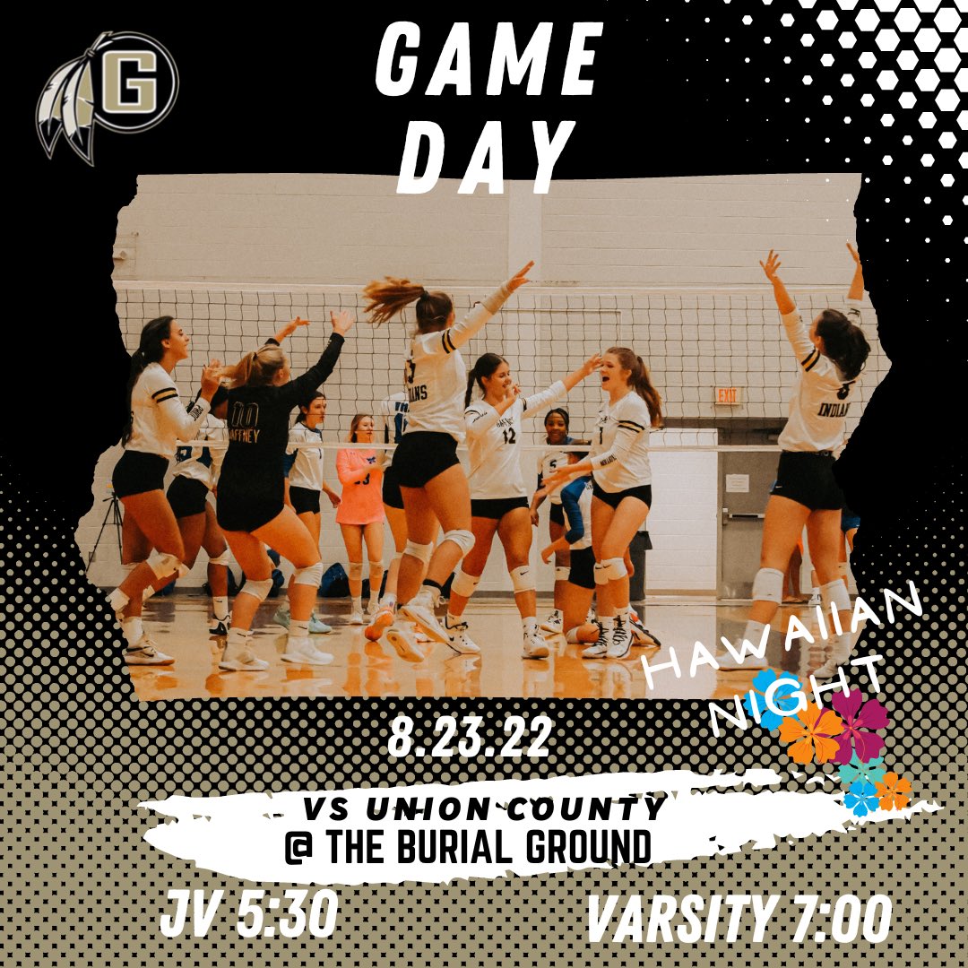 ghsathletics_'s tweet photo. 🏐🌺GAME DAY🌺🏐
JV and Varsity Volleyball will play at home tonight against Union County! Meet us at The Burial Ground in your best HAWAIIAN outfit‼️Good luck tonight ladies‼️

🎟Purchase your tickets here🎟 https://t.co/KSRGvnr5zd https://t.co/Rth0SKDv7c