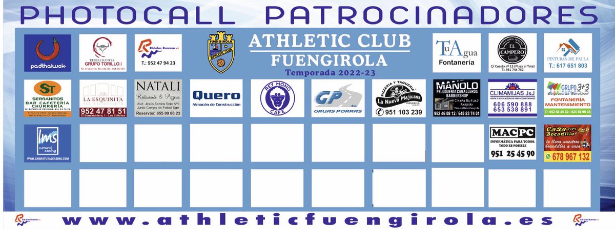 AthFuengirola's tweet photo. #MACPC repite como patrocinador y también estará en nuestro photocall temporada 2022/2023.
¡ Gracias por seguir apoyando nuestro proyecto deportivo! 🔝
#AupaAthletic
#Patrocinadores
#PhotocalAthleticClubFuengirola https://t.co/wylR3VvfPX