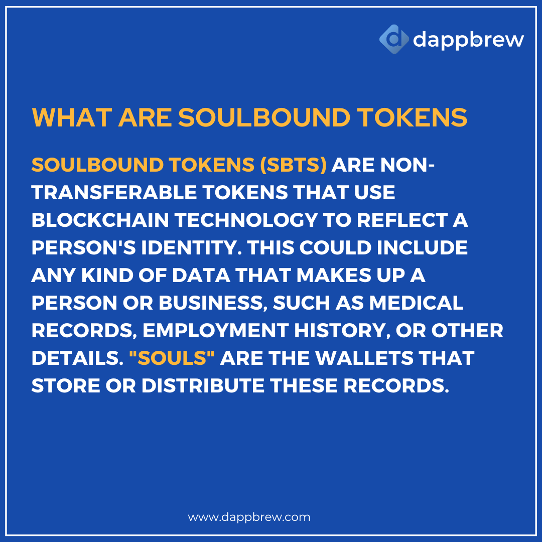 blocktechbrew's tweet photo. Soulbound #Tokens are non-transferable, non-financialized tokens for a #Decentralized Society that were proposed by #Vitalik Buterin, the founder of #Ethereum.
.
Visit :- https://t.co/dHgSEM76SA
.
#Soulboundtokens #Tokenization #Blockchain #Web3 #DeFi #Dappbrew https://t.co/rMRTj1kRM7