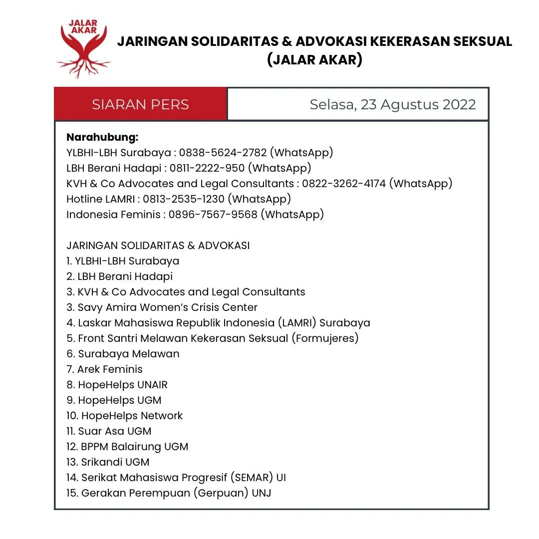 Jaringan Solidaritas & Advokasi Kekerasan Seksual tweet media