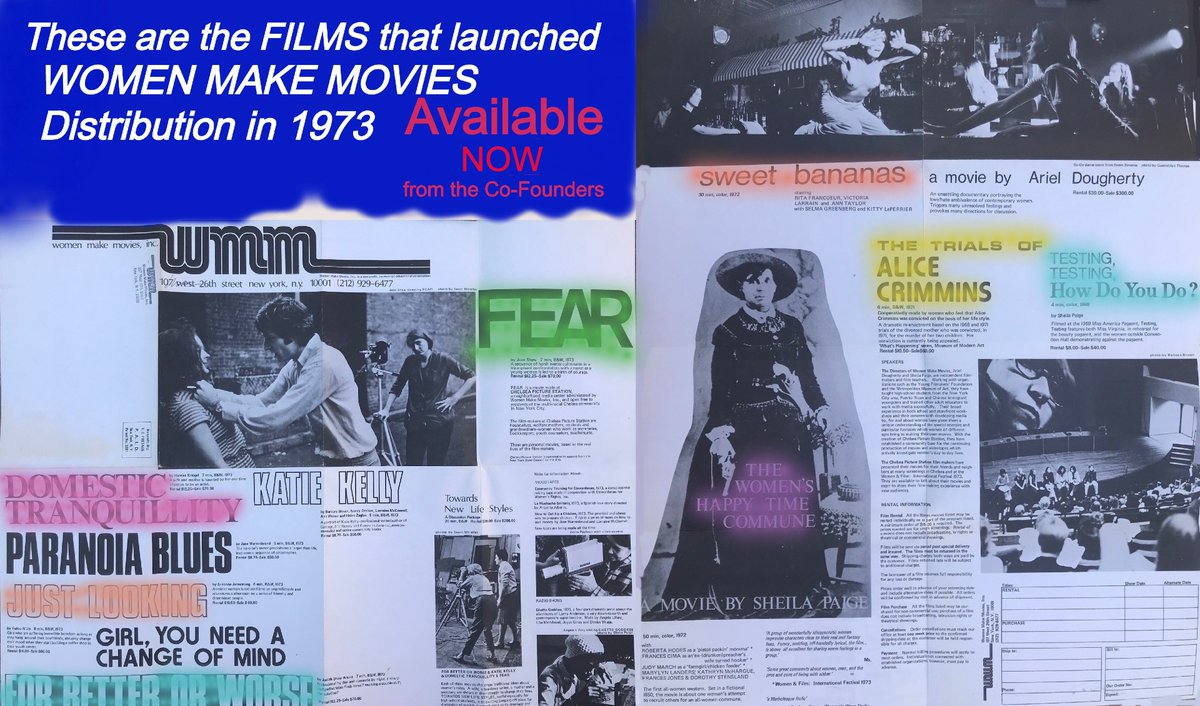 MediaEquity's tweet photo. @tangoldman @SSAAANZ Congratulations. Yes 2 JOY. In B&amp;W is #WomenMakeMovies 1st distribution brochure from late 1973, one large sheet front &amp; back. Colored in titles have been digitized, #SweetB still being preserved. Sheila &amp; I have yet to figure out how films reach audiences?? https://t.co/a2cjgRAYAH