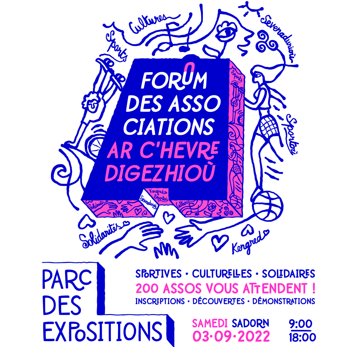 VilledeQuimper's tweet photo. 🤾🚣‍♀️ RDV le 3 septembre pour le RDV incontournable de la rentrée : le Forum des associations ! Venez rencontrer les assos sportives, culturelles, socioculturelles &amp; de solidarité et assistez à de nombreuses animations 😀.
🗓️ 9h-18h - Parc des expos   👉 https://t.co/ynIIxagpza https://t.co/8uZImPliYf