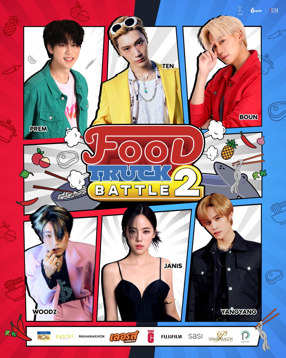 4thappleth's tweet photo. พบกับตัวแทนจากประเทศไทยและเกาหลี อย่าง PREM,TEN, BOUN, WOODZ, JANIS และ YANGYANG ในรายการแข่งขันทำอาหารที่มีศักดิ์ศรีเป็นเดิมพัน !
ศึกครั้งนี้จะเป็นอย่างไร และใครจะได้รับชัยชนะไปครอง เตรียมมาให้กำลังใจคนที่คุณเชียร์กันได้ใน Food Truck Battle Season 2 🔥
#TeamFoodTruckBattleSS2 https://t.co/QVYtD69feJ