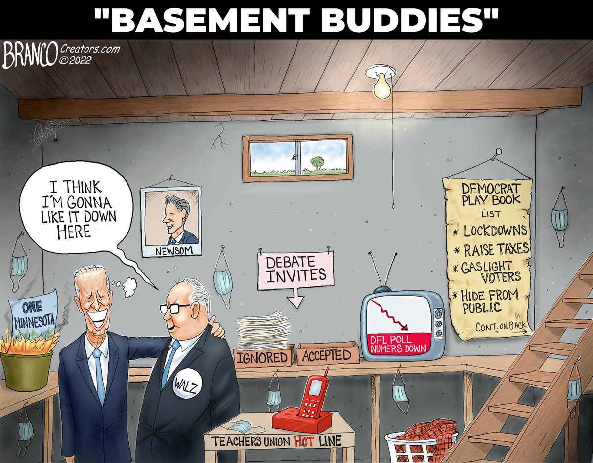 drscottjensen's tweet photo. Tim Walz won't debate, not even at the time-honored State Fair debate... he's hoping Minnesotans haven't been paying attention the past few years!

Employing the "Biden Basement" strategy WON'T WORK. https://t.co/Gcf66Po50n