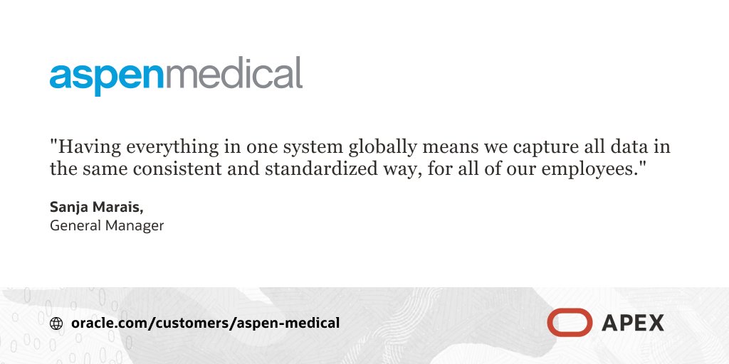 OracleAPEX's tweet image. 🚀 Aspen Medical speeds healthcare staff deployments to key locations with Oracle APEX and Oracle Autonomous Database.

📍 oracle.com/customers/aspe…

#orclAPEX #LowCode #successcase #Oracle #HCM #SCM #ERP #AutonomousDatabase