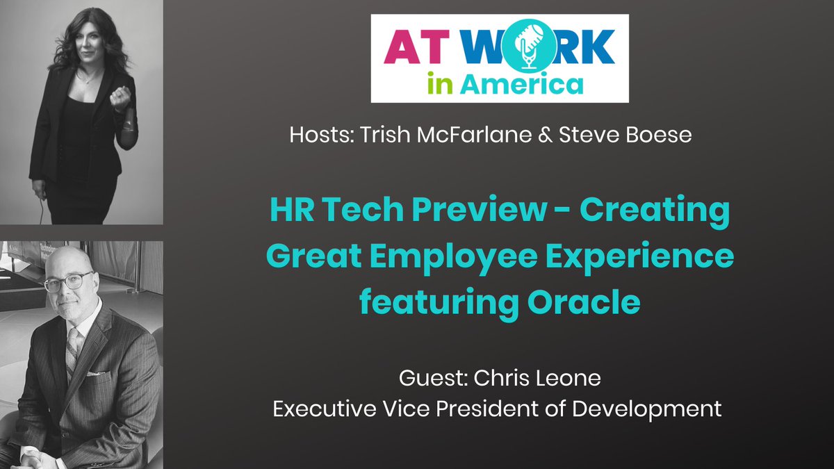 Time for an #HRTechConf preview! Check out the latest <a href="/HRHappyHour/">HR Happy Hour</a> episode with <a href="/chrismleone/">Chris Leone</a> from <a href="/OracleHCM/">OracleHCM</a> where we talked about how to create a great #employeeexperience in your organization #HRTech #H3
ow.ly/6tOm50KmUGy