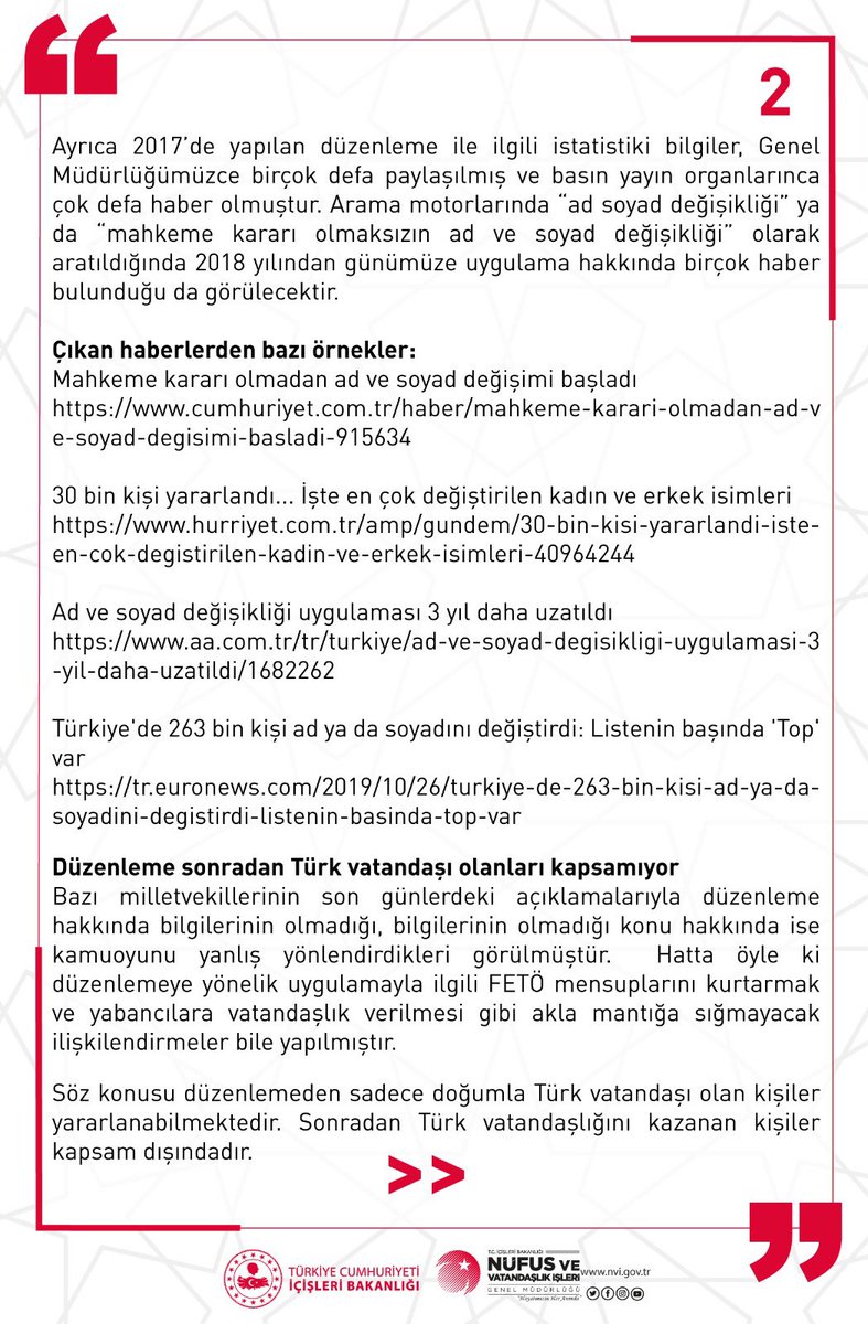 TCNufus's tweet photo. Ad ve soyadı düzenlemesi ile ilgili basına yansıyan haberlere ilişkin aşağıdaki açıklamanın yapılmasına gerek duyulmuştur❗️⬇️ 

👉 https://t.co/wG0xmw1NJp https://t.co/YfVoXeBCw4