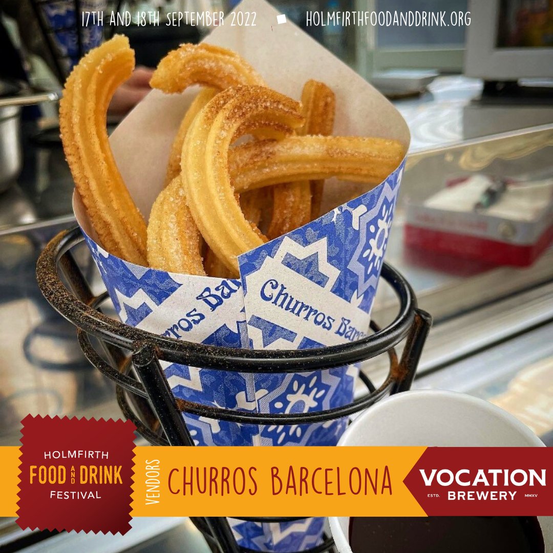 We're excited to announce that Churros Barcelona will be joining us at Holmfirth Food &amp; Drink Festival 2022 by <a href="/vocationbrewery/">Vocation Brewery</a>! 🇪🇸

Experience Barcelona with their exquisite fresh #churros with a selection of dips, including Belgian chocolate and salted caramel 😋#HolmfirthFood