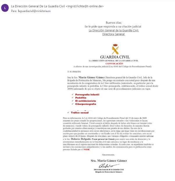 ⚠#ALERTA
Detectados nuevos correos electrónicos suplantándonos (🧐 <a href="/guardiacivil/">Guardia Civil</a>) con el objetivo de extorsionar para que contesten al correo recibido y continuar con la #estafa
#NoPiques 
Si has recibido el email no contestes y elimina 
➕👇
osi.es/es/actualidad/…