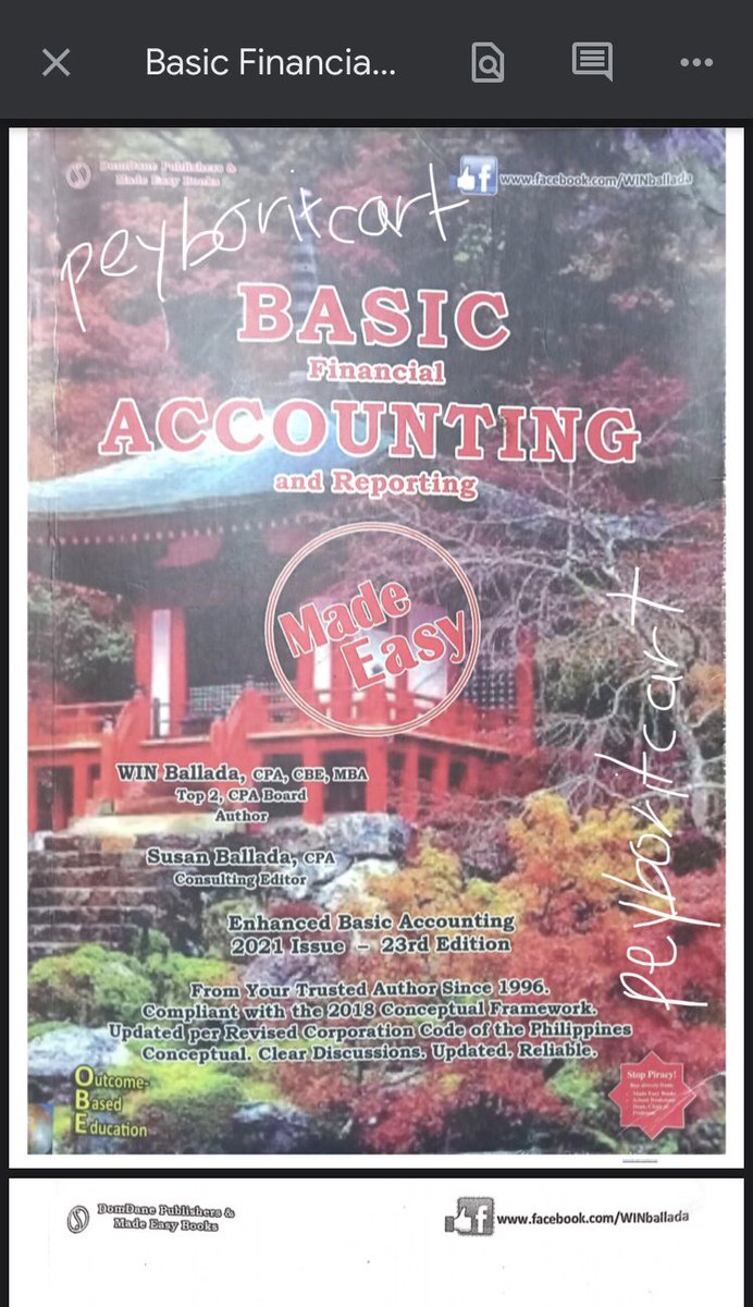 peyboritcart's tweet photo. • #peyboritseller • wts | lfb

➷ financial accounting &amp; reporting by zenaida vera cruz manuel (24th edition)
𓏳 ₱480 + ₱10 (pf) 
𓏳 onhand &amp; BRAND NEW
𓏳 rfs: wrong author
𓏳 freebie: pdf copy of basic financial accounting and reporting by win ballada https://t.co/3Uvcuol7X8