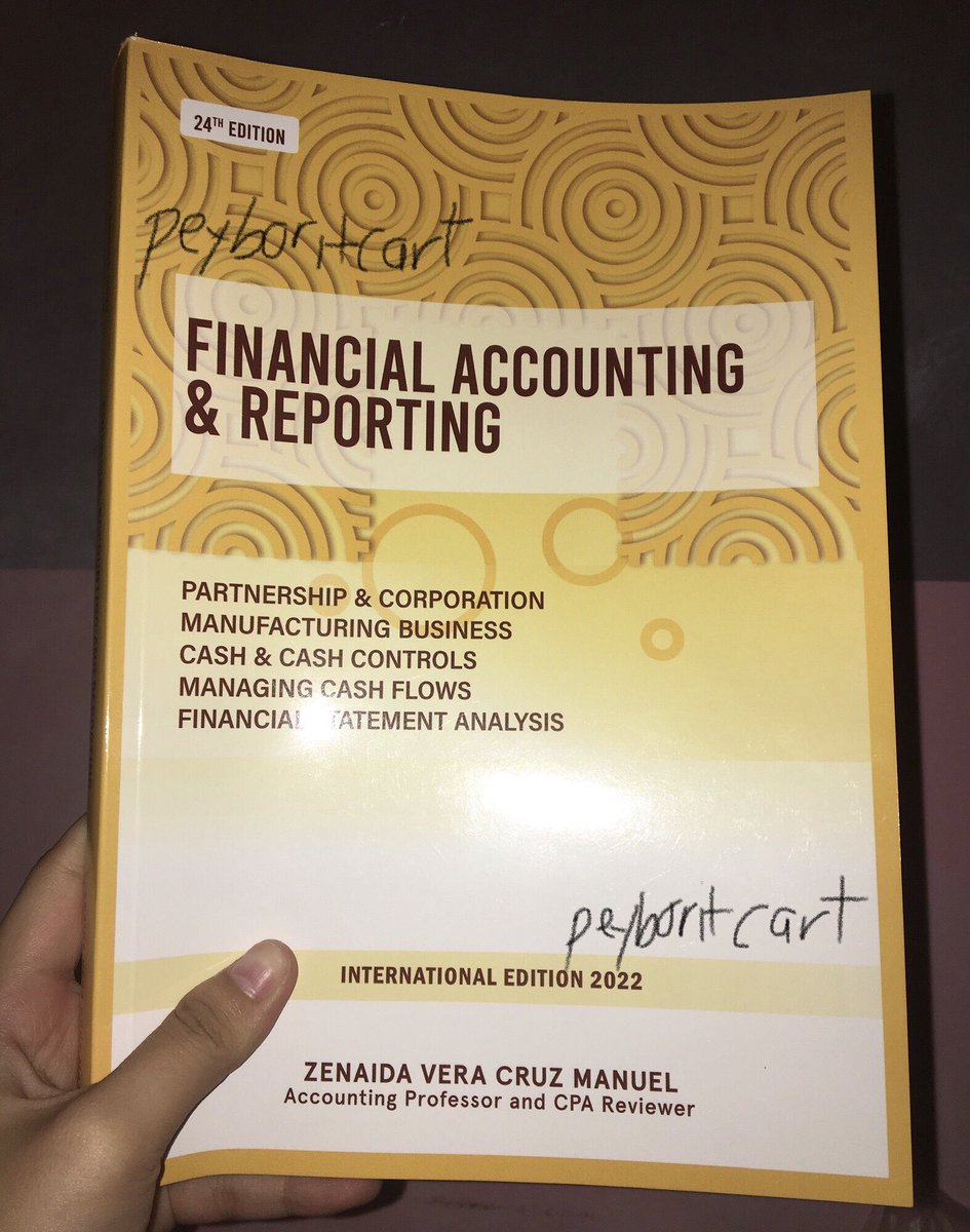 peyboritcart's tweet photo. • #peyboritseller • wts | lfb

➷ financial accounting &amp; reporting by zenaida vera cruz manuel (24th edition)
𓏳 ₱480 + ₱10 (pf) 
𓏳 onhand &amp; BRAND NEW
𓏳 rfs: wrong author
𓏳 freebie: pdf copy of basic financial accounting and reporting by win ballada https://t.co/3Uvcuol7X8