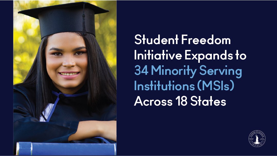 StudentFreedom's tweet photo. 🚨BIG NEWS 🚨

We're expanding our program to partner with 34 #MinorityServing Institutions across the country👩🏾‍🎓👨🏻‍🎓

We're excited to support under-served students, wherever they may be, including more students of Black, Latinx, and #AANAPI heritage ✊🏾✊🏿✊🏼 https://t.co/Afq80p8Xgd