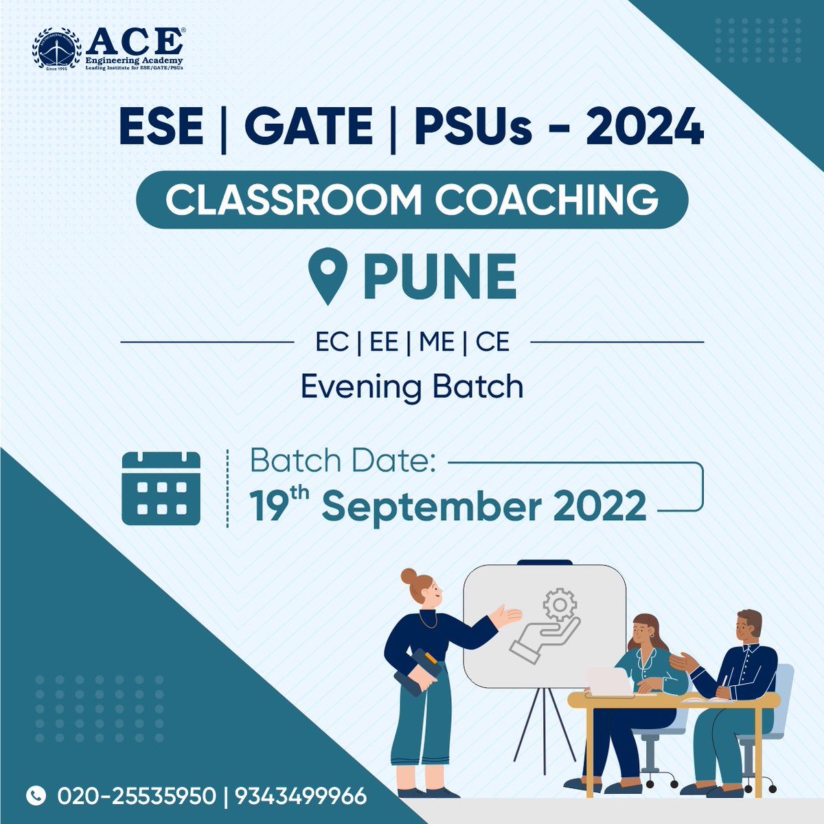 ACE_Enggacademy's tweet photo. Looking for GATE | ESE | PSUs - 2024 Classroom Coaching? ACE Engineering Academy is starting the Evening Classroom Batch on the 19th September 2022
Register Now - https://t.co/R300j9W8Ov
#GATE #ESE #PSU #Pune #ClassroomCoaching #Courses #ACEEngineeringAcademy #ACEOnline https://t.co/YuZqEvnZwL