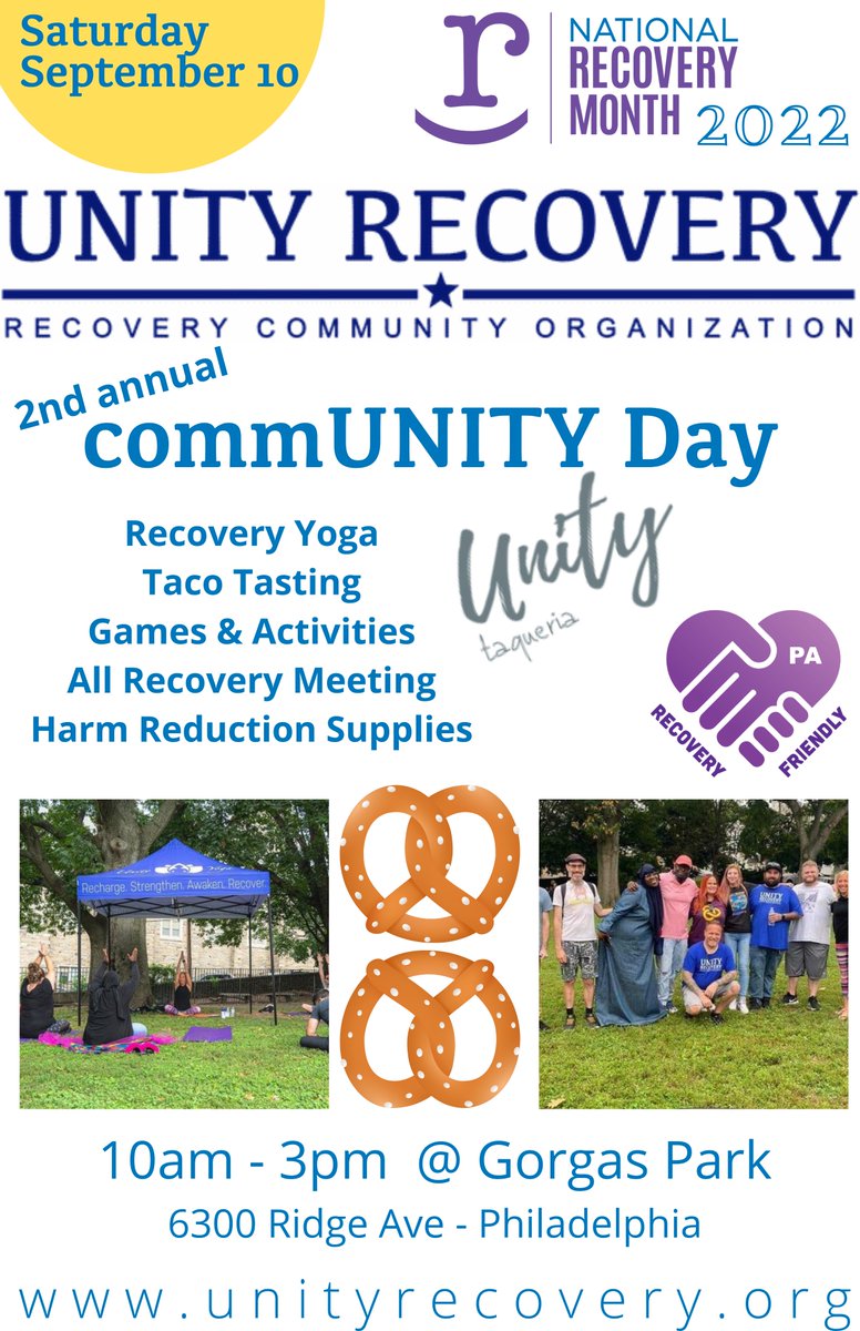 Come out and help us kick off Recovery Month at Unity Recovery's 2nd Annual Community Day! We'll have food, speakers, and activities for the whole family at Gorgas Park to kick off Recovery Month with our community. A flyer is attached that you are welcome to share!