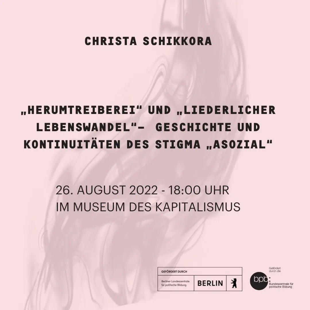 Si_Clemens's tweet photo. Ich moderiere diesen Freitag ein Gespräch mit Christa Schikorra zu den geschlechtsspezifischen Dimensionen der Verfolgung von Personen als 'asozial' im @KapMuseum - 
Kommt gerne vorbei! https://t.co/bQNKDk3Kwf