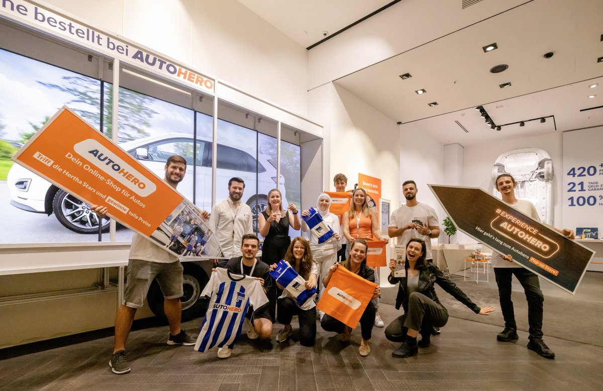 AUTO1_Group's tweet photo. Spot the new #Autohero POP-UP STORE in the Mall of Berlin, which had its grand opening on Saturday 🎉 You can now get free in-person consultations on which car suits you best and how to trade in your old car. Come and visit us - we look forward to seeing you there! https://t.co/nMrNCnqVPN