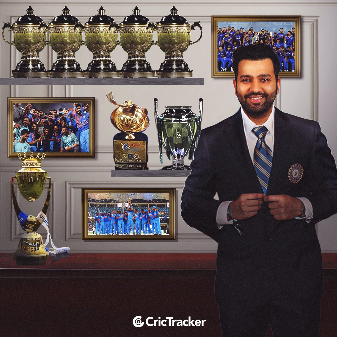 Cricketracker's tweet photo. 🏆🏆🏆🏆🏆Five IPL trophies
🏆Asia Cup
🏆Champions League
🏆Nidahas Trophy

Can Rohit Sharma - The captain add another title to his cabinet in Asia Cup 2022?🤔

#AsiaCup2022 | @ImRo45 https://t.co/mnZexeZARw