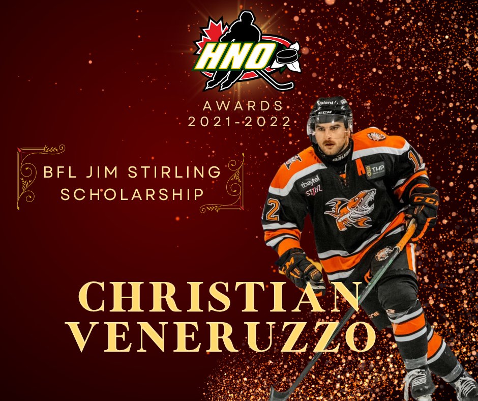 Congratulations and all the best to your endeavours on the ice and on campus. 🧑‍🎓🏒
Arnold Southern Memorial Bursary: 
Girolamo Figliomeni – Filane’s Falcons U18
&amp;
Marcus Grillo – Fort William Hurricanes U18 AA

BFL Jim Stirling Scholarship:
Christian Veneruzzo – Kam River Jr. A