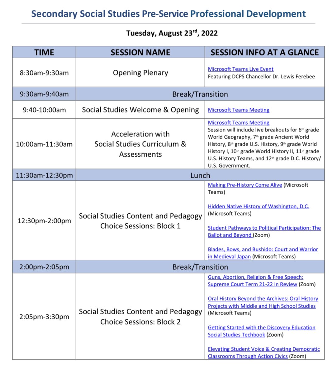 scotteabbott's tweet photo. Excited to welcome back @DCPSSocStudies teachers this morning for our 2022 Pre-Service professional development day! We have sessions led by our team, 10 DCPS teachers, and 11 expert partners. Check out our agenda here. https://t.co/jh2ZBjyg1t