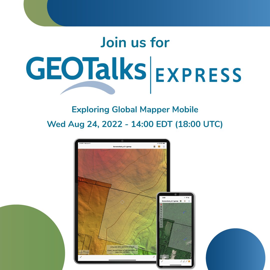 BlueMarbleGeo's tweet photo. The new version of #GlobalMapperMobile is here! Join us at our release #webinar to learn more about the new tools and features in the app. Register on our website. https://t.co/uQRQ1Ys4hY https://t.co/ffkvRgq7FC