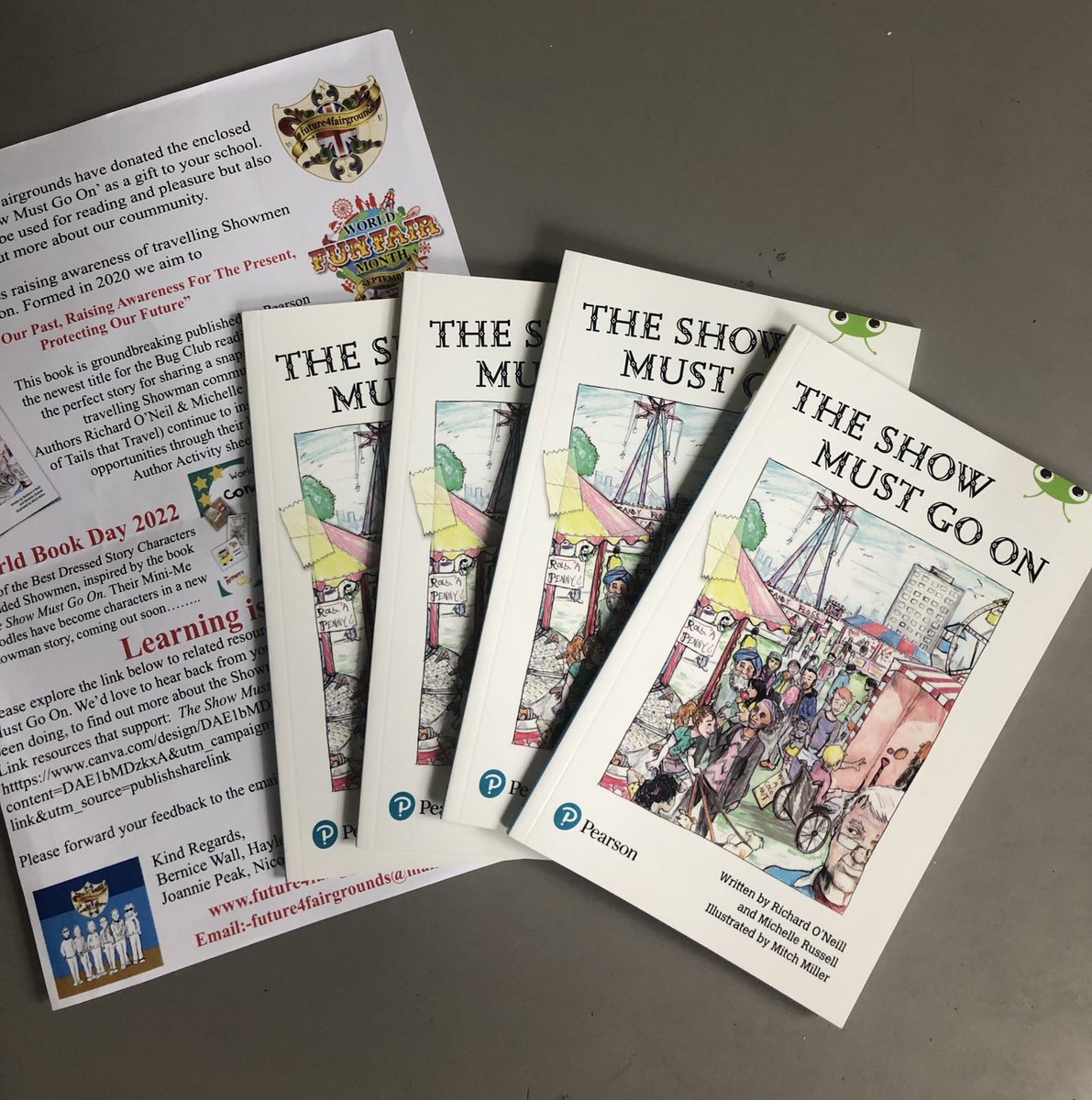 TeachP4C's tweet photo. Very appreciative of the free books for our school via @Future4fairs and looking forward to using them in class - get in touch with them if you’d like some too!
They’ll be a perfect way to raise awareness of World Funfair Month #WFFM this September https://t.co/l4hLlNUSQO