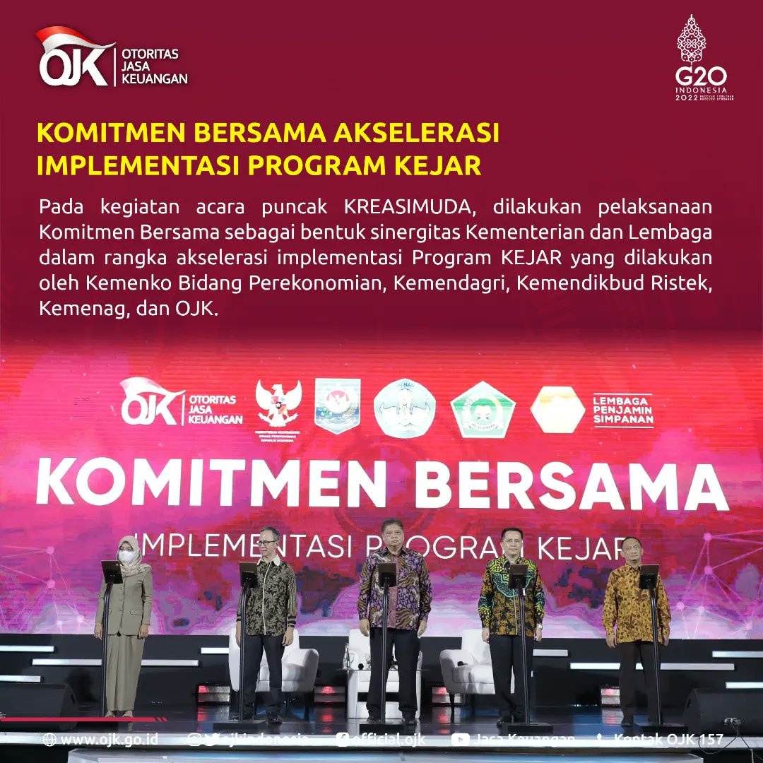 ojkindonesia's tweet photo. serta mendorong budaya menabung sejak dini khususnya di kalangan pelajar dan mahasiswa.
Apa saja keseruan Puncak KREASIMUDA? Yuk kita lihat di postingan berikut.
#OJKIndonesia #sikapiuangmu #KREASIMUDA2022 #KEJAR #SIMUDA #menabung #ayomenabung #HariIndonesiaMenabung2022 https://t.co/bkYz94cEzZ