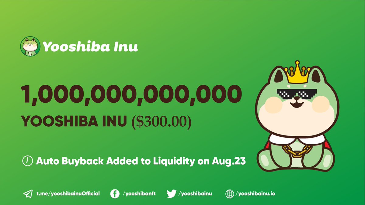 Auto Buy Back added to Liquidity on August 23, 2022 UTC. This is where the 50% of the tax (10% every transactions) that we collected will go on our tokenomics.

Transaction Hashes:

0x525dab7b30a87463a487c6fb4dd4fac5c8492727fb3008cb985833775a3b7377