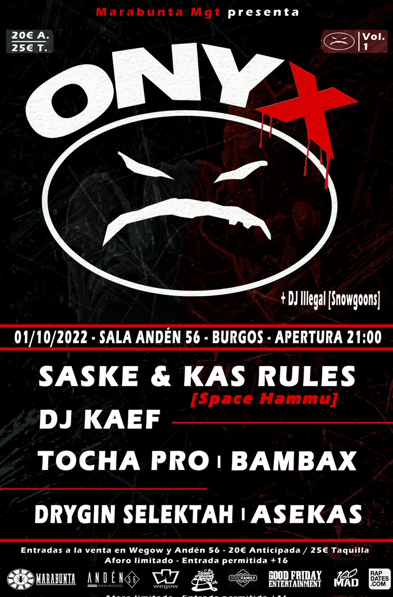 🔥🔥Onyx en Burgos🔥🔥
<a href="/ONYX_HQ/">ONYX</a> <a href="/SalaAnden56/">Sala Andén 56</a> 
#MakeTheMove #100Mad