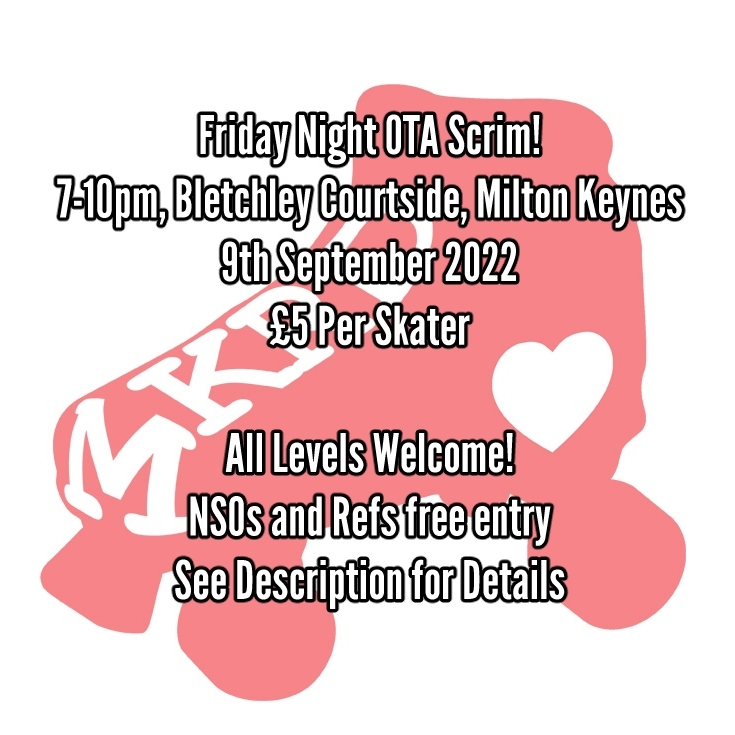 MKRollerDerby's tweet photo. MKRD Friday Night Scrim is BACK!

All levels and gender (if you have been cleared to scrim by your league. MKRD coach and officials have final say)
£5 to play
black and white teams
https://t.co/cM5WqSlyMe

#miltonkeynes #rollerderby #skate #rollerskate #derby  #mkrd #localsport https://t.co/q4HISljShk