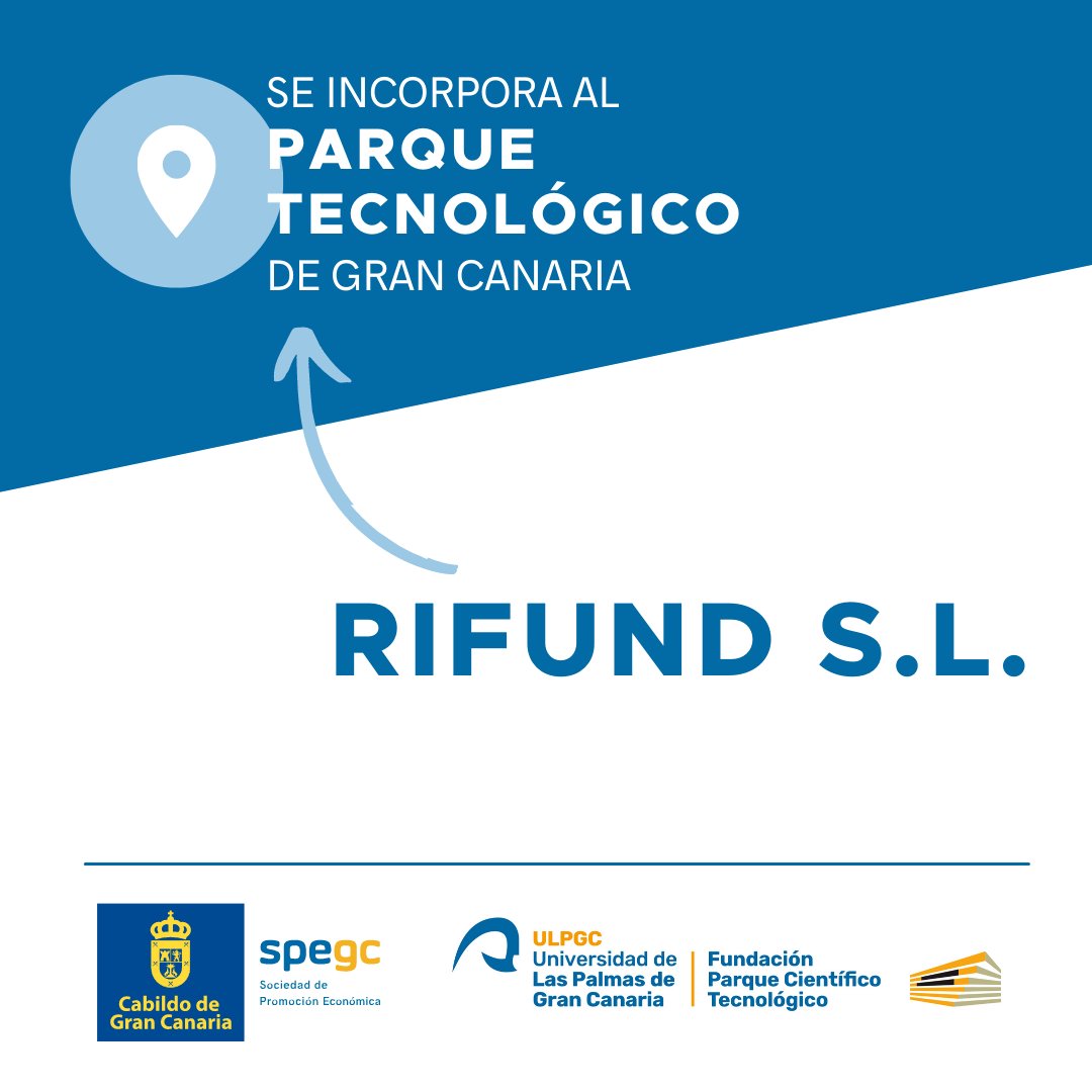 SPEGC's tweet photo. Damos la bienvenida al Parque Tecnológico de Gran Canaria a la empresa de consultoría empresarial Rifund S.L. 👏

Más info⬇️
https://t.co/5LSYJLBpZR

#SPEGC #PromociónEconómicaGC #ParqueTecnológico #PCTGC @pctulpgc https://t.co/AYf4qXyoCg
