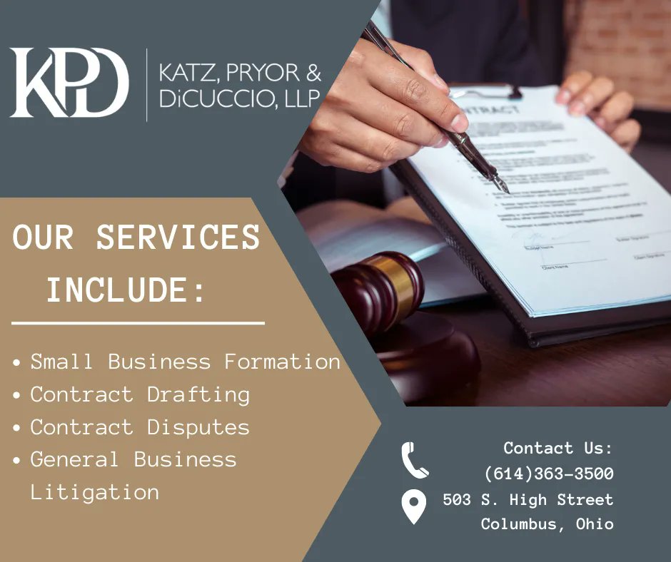 KPD_llp's tweet photo. Our attorneys at Katz, Pryor &amp; DiCuccio LLP can help with any of your business law needs. For more info, give us a call or visit our website https://t.co/NAVpgJnwIh!
⠀
#kpdfirm #attorneys #business #law #columbus #ohio https://t.co/FRUSBDmEpU