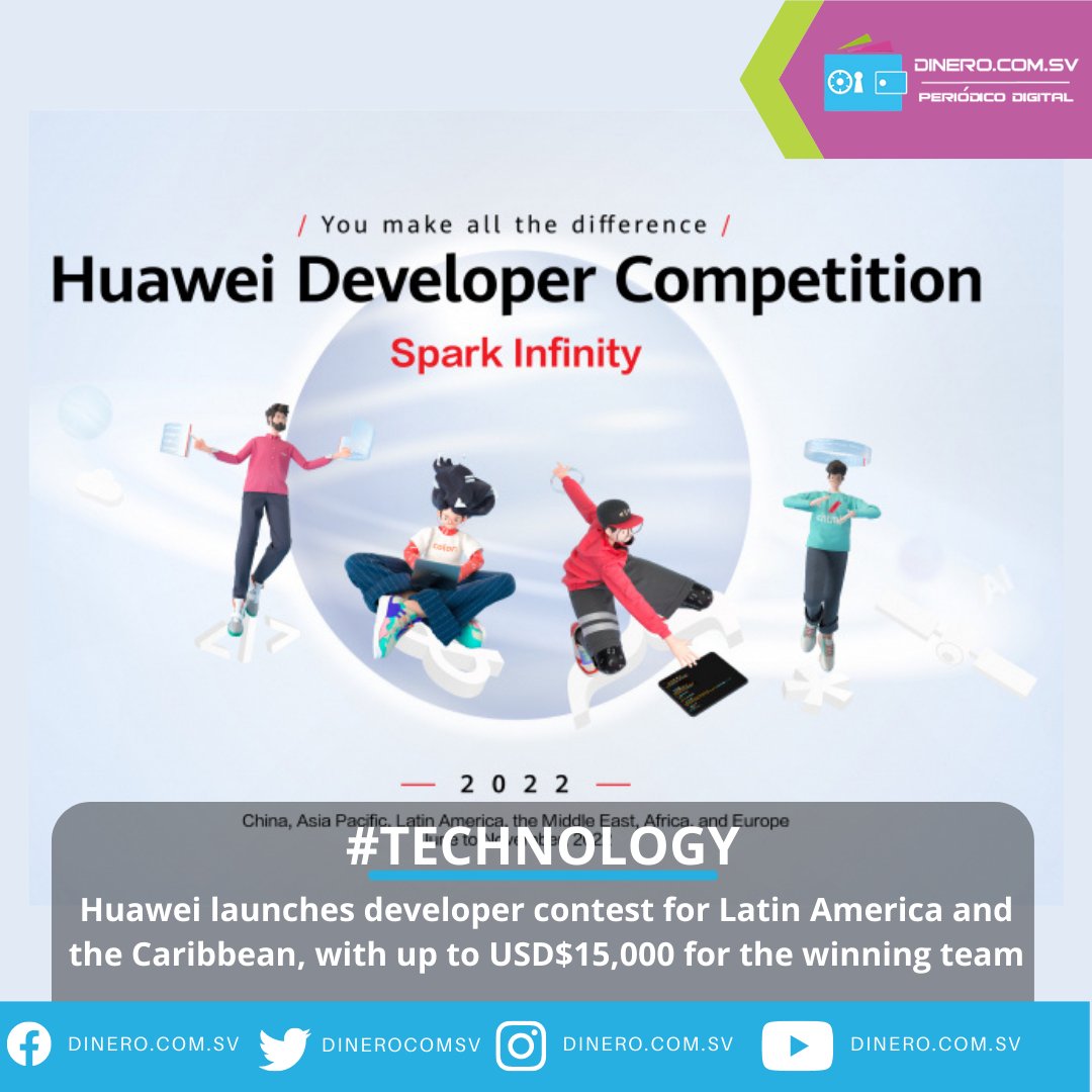 dinerocomsv's tweet photo. #Technology @Huawei launches developer contest for Latin America and the Caribbean, with up to USD$15,000 for the winning team
Read it here: https://t.co/wQmld1f3Oh
#HUAWEI #developercontest #LatinAmerica #Caribbean https://t.co/qay3YxRWc8