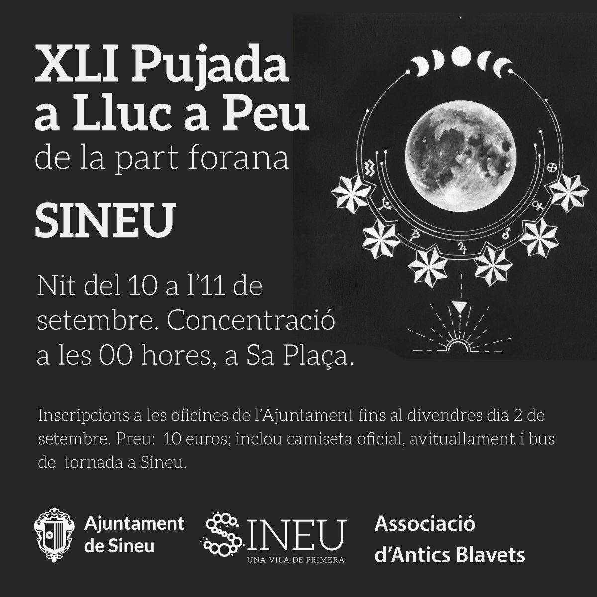 🔦 Arriba la XLI Pujada a Lluc a Peu! La nit del 10 a l'11 de setembre. Més informació i inscripcions, aquí: