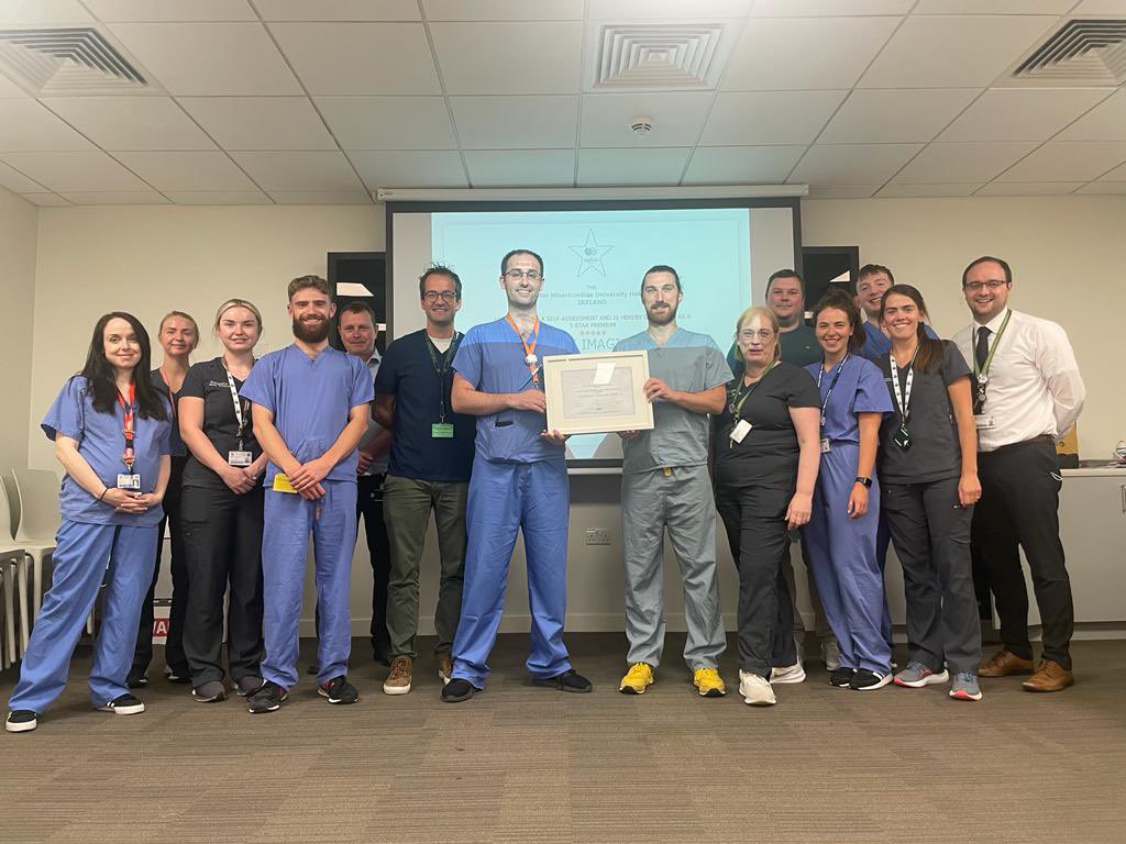 MaterRadiology's tweet photo. Massive congratulations to the Mater radiology multidisciplinary team on achieving a 5 star premium accreditation with Eurosafe Eurostars! 

We are now the 1st centre in Ireland to receive this rating ⭐️

Thank you to all teams who helped make this happen!

#materradiology https://t.co/lW8SHm8wRa