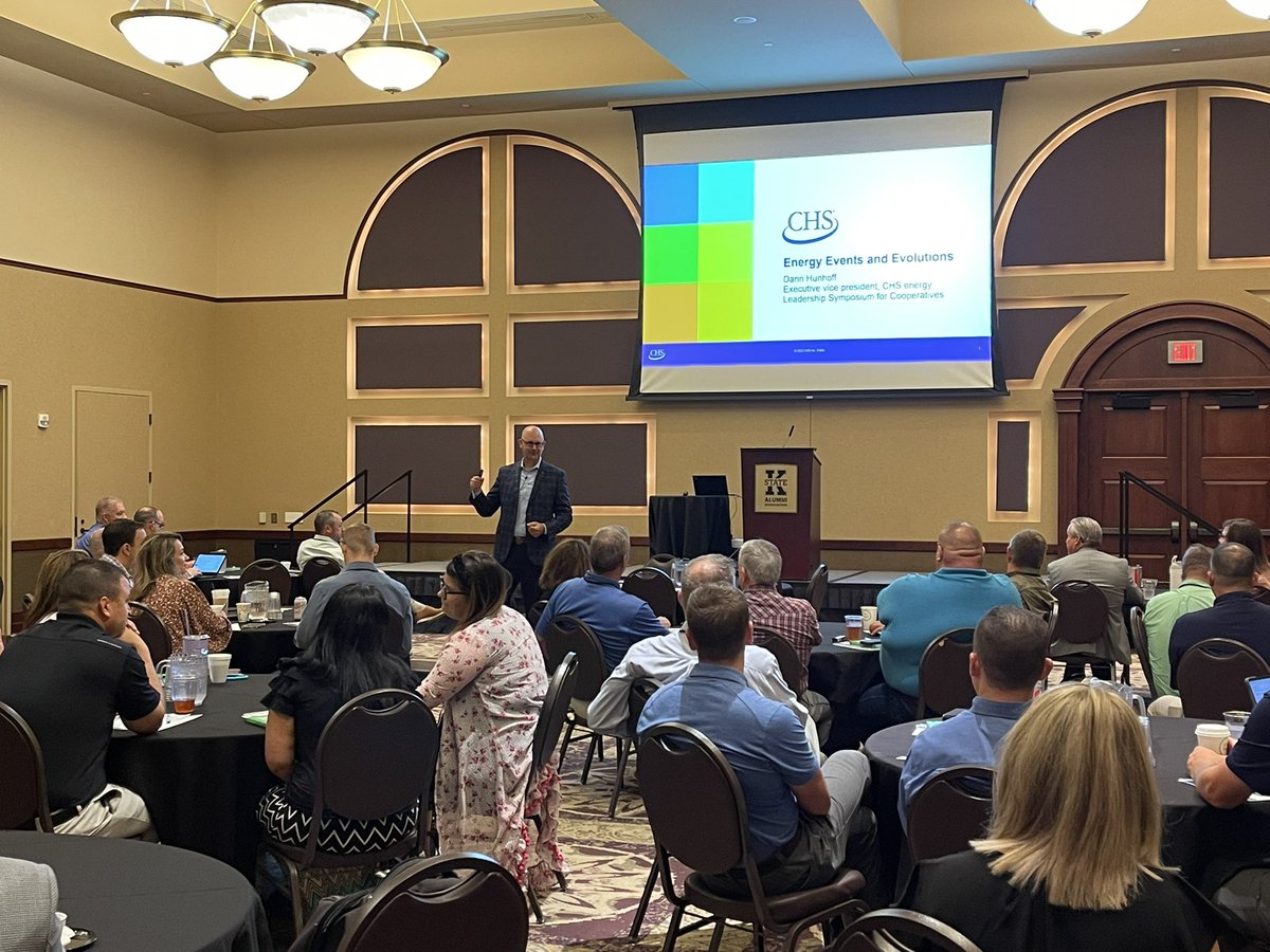 Kicking off the second day of Leadership Symposium with a room full of cooperative leaders and our amazing partners <a href="/ksuaccc/">ACCC</a>. We have a great lineup including our first speaker, <a href="/CHSInc/">CHS Inc</a> EVP of Energy, Darin Hunhoff.