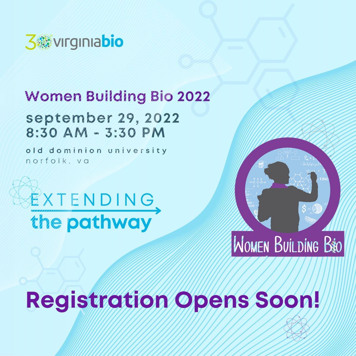 odu_gradschool's tweet photo. The Women Building Bio 2022 event is coming! It will be held at ODU on Thursday, September 29, 2022 from 8:30 a.m. to 3:30 p.m. #virginiabio #womenbuilding #careerdevelopment #norfolkODU #lifesciences #network #event #biotech #ODU #industryleaders https://t.co/SYWAXjIK3U