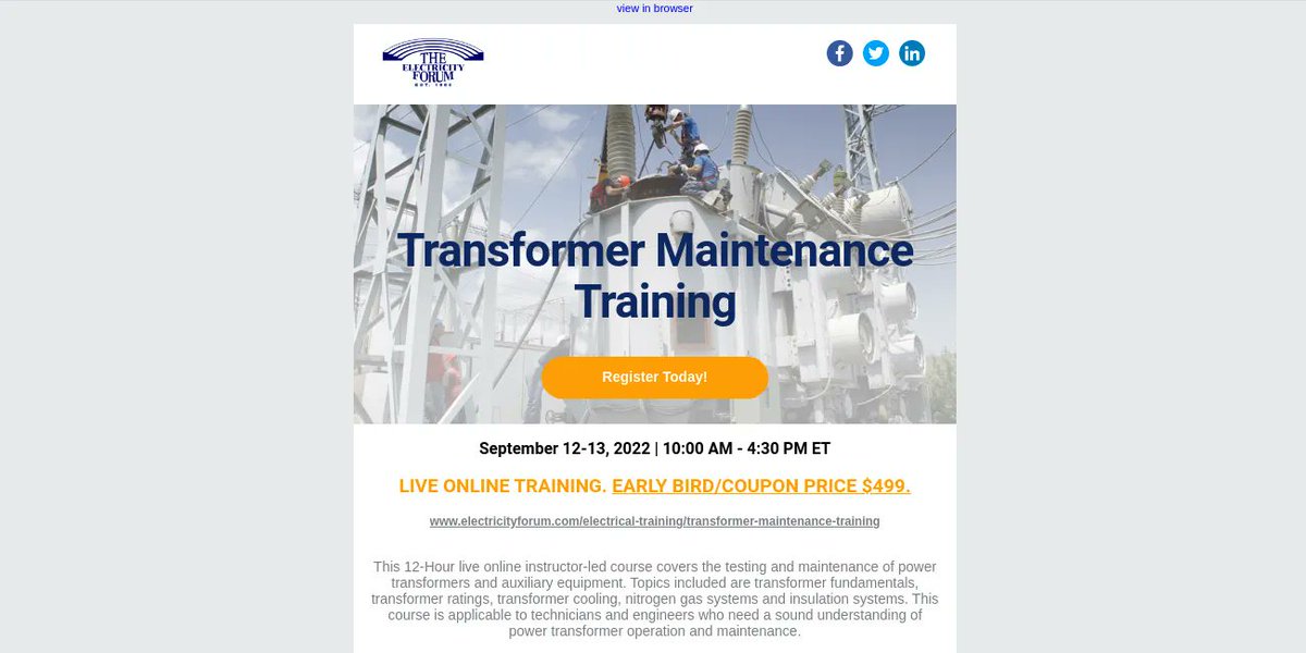 Transformer Maintenance Training Course.  Need Knowledge?  We got it!
 buff.ly/3T5tlJj