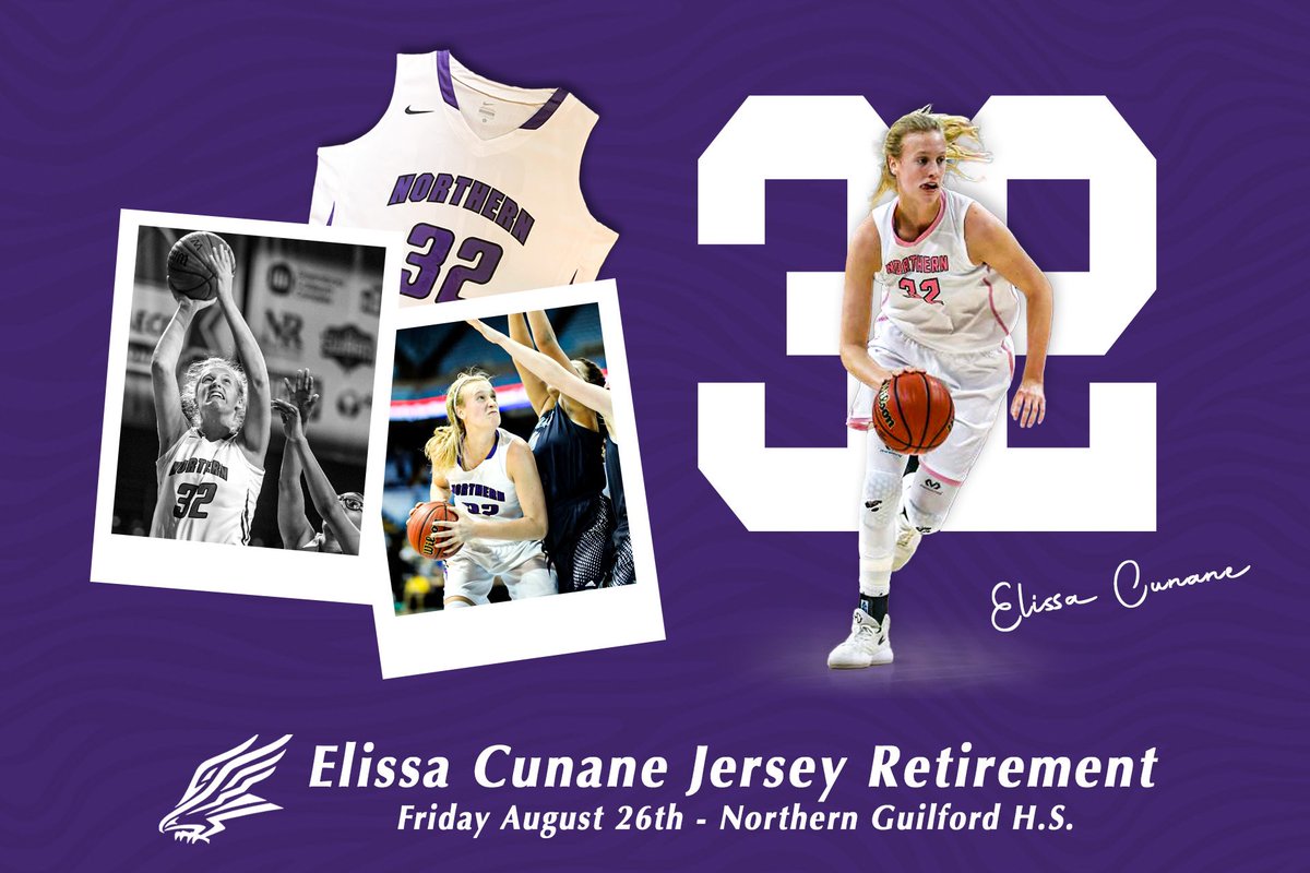 NGHSWBK's tweet image. Northern’s  Elissa Cunane will be honored at half time of our home football game this Friday night! Please come out and support this great accomplishment of having her jersey retired (1st female athlete at Northern HS). Game time 7:30.