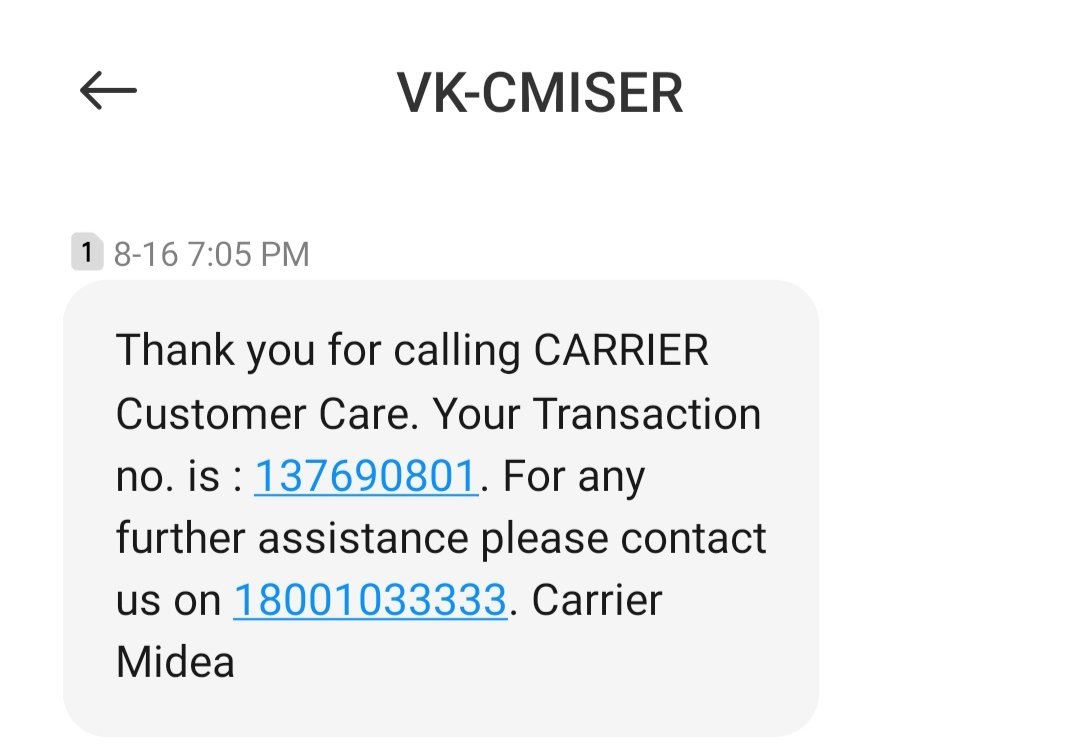 sameerholikar's tweet photo. Worst service ever...@CarrierMideaInd @CarrierIndia
Repair request I made in May was canceled after 2 months after visiting home by technician and now after 8 days of fresh complaint nothing happened. https://t.co/evv3OiBkRf
