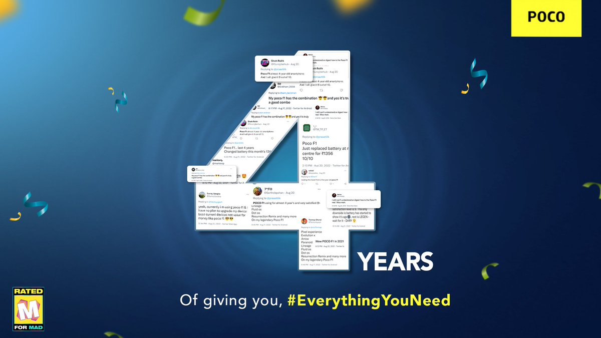 IndiaPOCO's tweet photo. 4 years ago, We made history! Thank you POCO fam for all your ❤️ for the #POCOF1 -thank you for continuing the legacy and making #POCOF45G truly a phone that is #EverythingYouNeed
To celebrate this @Himanshu_POCO is giving away #POCOF4 5G to 1⃣ lucky winner, follow him for more https://t.co/43cl9jpnt0
