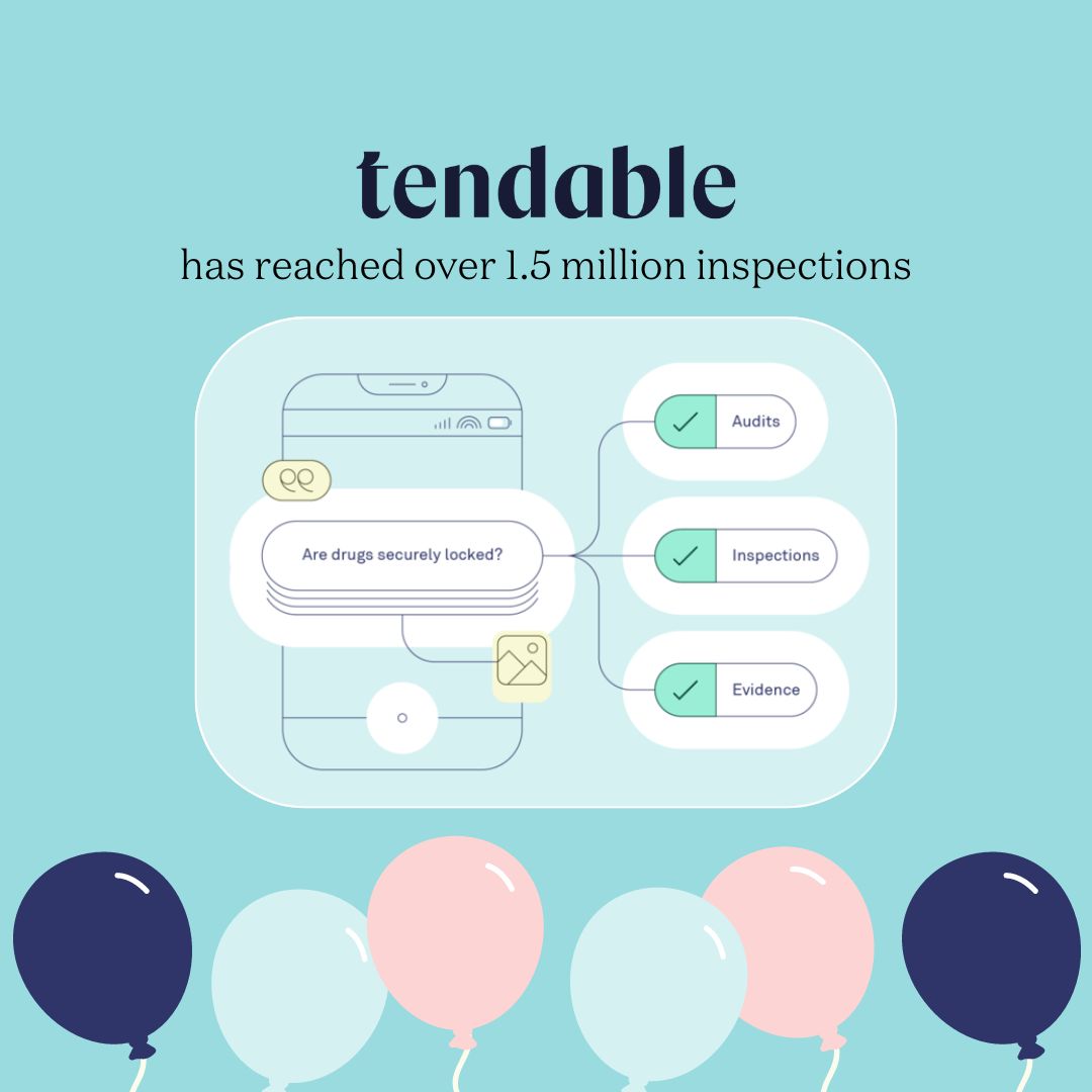 WeAreTendable's tweet photo. Did you know that Tendable has reached over 1.5 million inspections (in fact we're almost at 1.6 million) - what a milestone! 🎈 

Improving quality, one inspection at a time 💙 

#teamtendable #healthcare #healthtech #inspections #milestoneachieved #quality https://t.co/fggJTn2Fnt