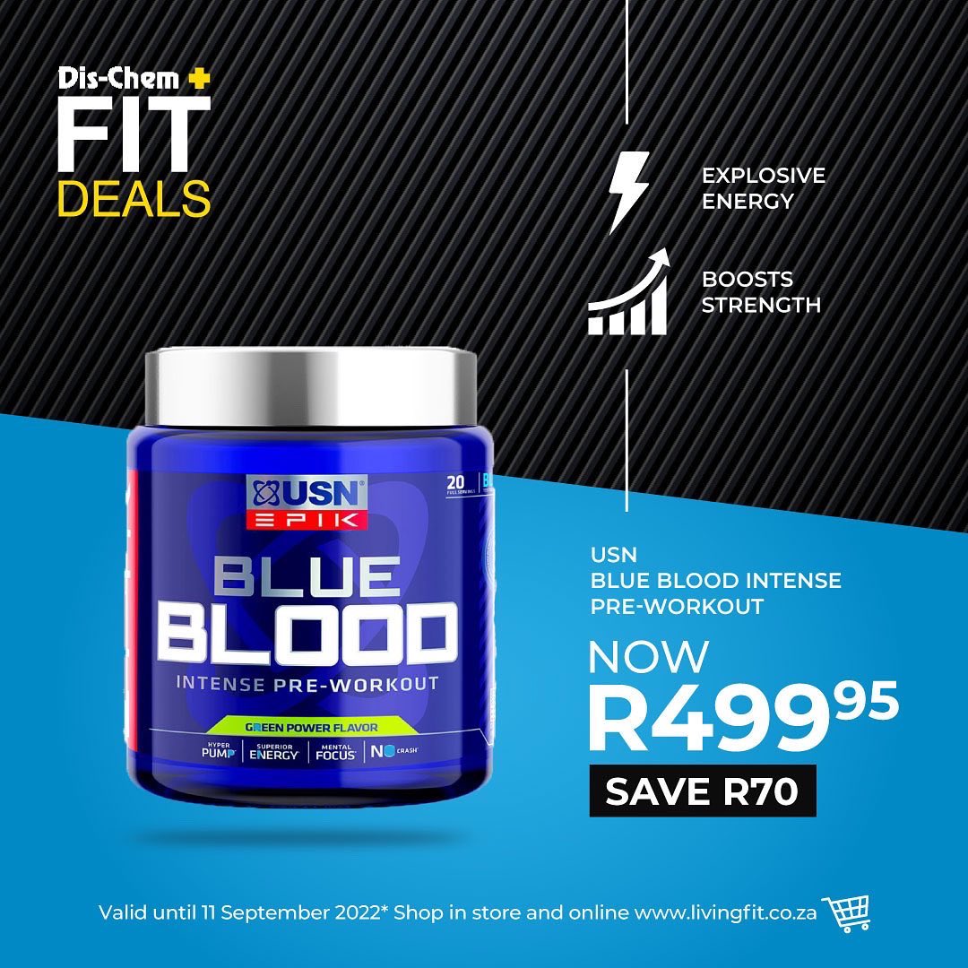 Dischem_LiveFit's tweet photo. Get ready for Spring with these #fitdeals🤩🎉

ON SALE: @USNSA 
🙌 Hyperbolic Mass GH 4kg - SAVE R50
🙌 Diet Fuel Ultralean 1.8kg - SAVE R60
🙌 Lipo X Platinum 80’s - SAVE R60
🙌 Epik Blue Blood 380g - SAVE R70 

🛒@Dischem until 11 September 
👉 https://t.co/IjjNnWzpnA https://t.co/l4DITcPGZO