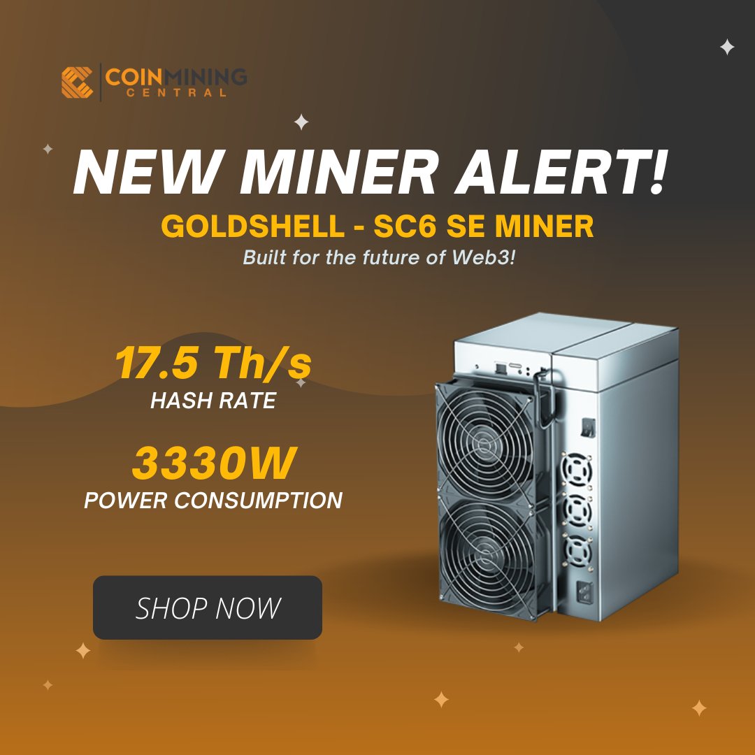 mining_central's tweet photo. 🚨 New miner alert! | Goldshell SC6 SE Miner 🚨

The SC6 SE is designed for a whole new digital experience: excellent mining performance with low energy consumption.

Available for shipment next week: https://t.co/79mkyRHos2

#siacoin #altcoin https://t.co/u3u7YOBQxy