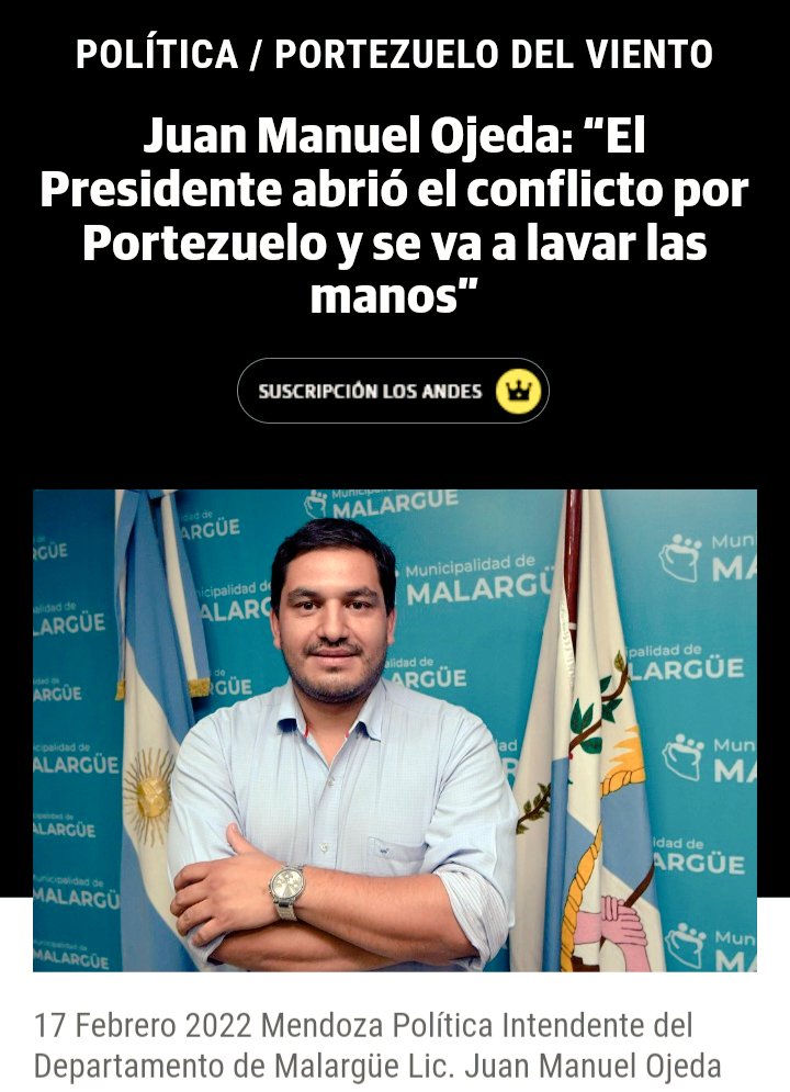 Juanojeda84's tweet photo. Lo anticipé en febrero de este año. Tenemos un Presidente de la Nación con una falta de responsabilidad y una desidia contra Malargüe y Mendoza como nunca antes se vio. Aquí nos urgen las definiciones. Malargüe se ganó un lugar de respeto y somos un pueblo digno (...) https://t.co/RuFjnOQf0j
