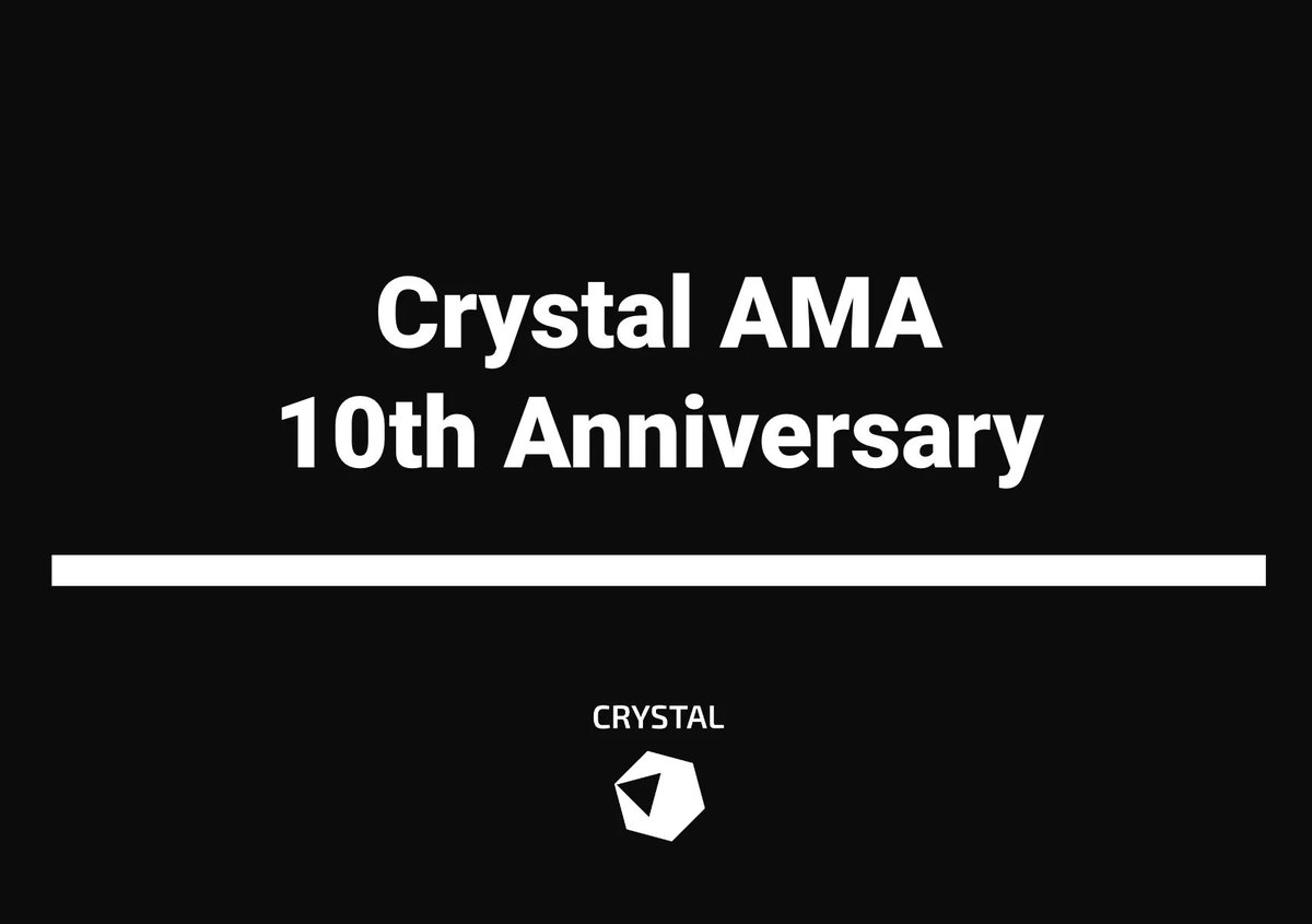 Running up to Crystal's 10th anniversary, we are excited to announce that we'll be having an AMA session on Monday, September 5th at 4pm (GMT), to discuss the history of the language, some cases and what the future holds.

Mark your calendars!